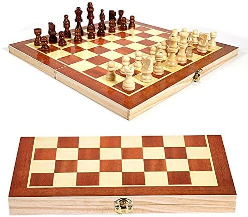 Set handgeschnitzte Schachfiguren, faltbar, einzigartiges flaches Schachbrettspiel, Holzschachbrett, Intelligenzentwicklung im Innenbereich von UGKSBDVJK