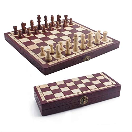 Traditionelle Spiele Schach Schachspiel, zusammenklappbares Standard-Schachspielbrett aus Holz mit aus Holz gefertigten Figuren und Aufbewahrungsfächern für Schachfiguren von UGKSBDVJK