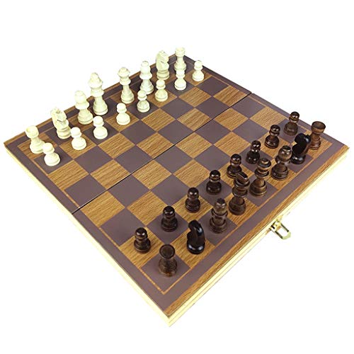 Tragbares Schachspiel, 11,5 x 11,5 Zoll, zusammenklappbares Standard-Schachspielbrettset aus Holz mit aus Holz gefertigten Stücken und Schachfiguren, Aufbewahrungsschachspiele von UGKSBDVJK