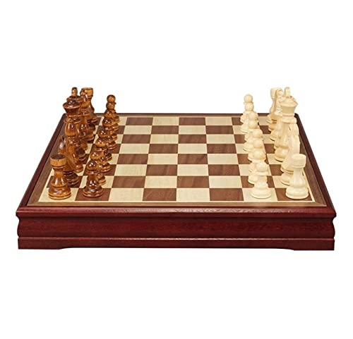 Tragbares Schachspiel, Schachbrettspiel, Holzschachspiel mit 32 Schachfiguren aus Birke, handgefertigte Figuren, Internationales Schach von UGKSBDVJK