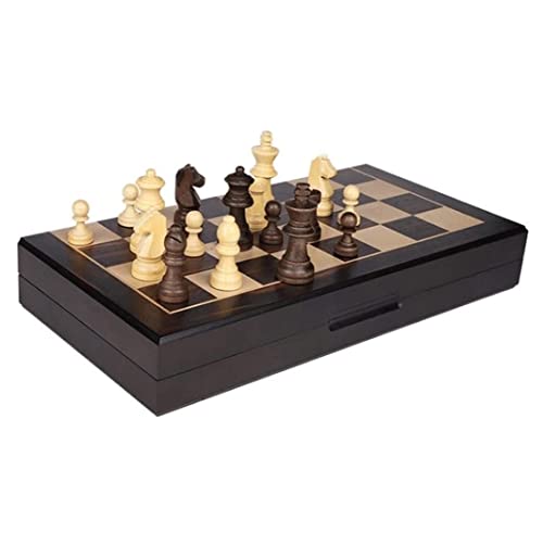 Tragbares Schachspiel, Schachbrettspiel, magnetisches Schachspiel, faltbares Schachbrett aus Holz, handgefertigte Schachfiguren im Staunton-Stil, Aufbewahrung im Innenbereich, internationales Schach von UGKSBDVJK