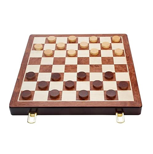 Tragbares Schachspiel aus Holz, Schach- und Damespiel, 15 Zoll magnetisches Dame- und Schachspiel, 2 zusätzliche Damen, internationales Schach von UGKSBDVJK