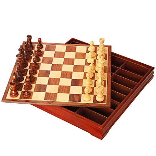 Tragbares handgefertigtes Schachspiel, Aufbewahrungsbox für Schachfiguren aus Holz mit Schachbrett und Schachfiguren aus Birke, Geschenkartikel, 11,8 x 11,8 Zoll Schachspiele von UGKSBDVJK