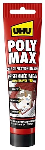 UHU Polymax Sofort-Grip - MSP Fixiermasse/Dichtstoff zum Kleben, Verbinden und Verfugen, alle Oberflächen, ultra stark, lösungsmittelfrei, weiß, Tube 165 g von UHU