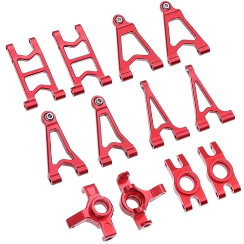 UIKEEYUIS 12 stücke 1/14 Aluminium Legierung Vorne Hinten Portal Achse DIY Kit Für 14303 14302 14301 On Road Fahrzeuge Langlebig RC Auto Zubehör, Rot von UIKEEYUIS