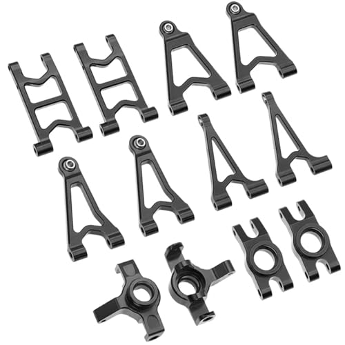 UIKEEYUIS 12 stücke 1/14 Aluminium Legierung Vorne Hinten Portal Achse DIY Kit Für 14303 14302 14301 On Road Fahrzeuge Langlebig RC Auto Zubehör, Schwarz von UIKEEYUIS