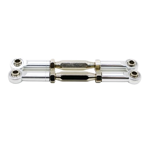 UIKEEYUIS 2 stücke 1/10 Aluminium Legierung Lenkung Link Rod Set Für 51805 51806 53625 53632 53633 Radstand RC Auto Zubehör, Silber von UIKEEYUIS