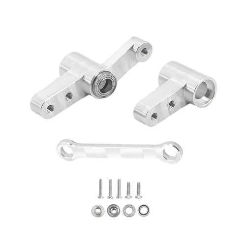 UIKEEYUIS 3 stücke Aluminium Legierung Lenkung Servo Saver Komplett Für 14210 14209 1/14 On Road Fahrzeuge Hohe Präzision RC Auto Zubehör, Silber von UIKEEYUIS