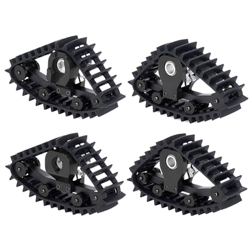 UIKEEYUIS 4 Stück Schneereifen Sets simulieren Carload Tracks Rad Sandmobile Umbau 4 Stück für 1/18 RC Crawler Car T RX 4M, Schwarz, XZ 001BL von UIKEEYUIS