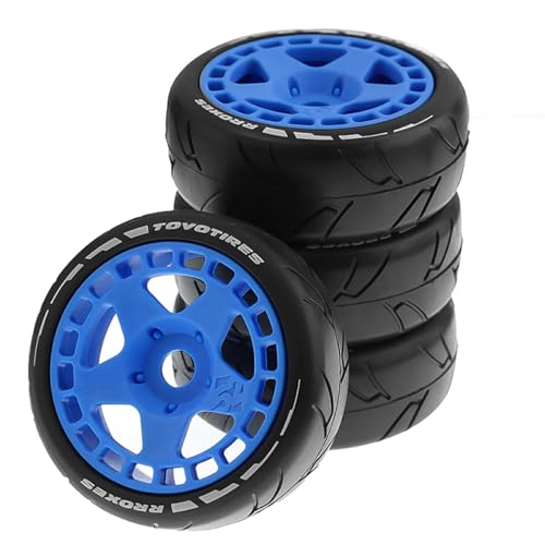 UIKEEYUIS 4 stücke Langlebige Rad Felgen Reifen Kunststoff Für Team Losi Kyosho VRX HPI WR8 HSP 1/8 Monster Trucks RC Auto Zubehör, Blau von UIKEEYUIS