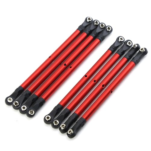 UIKEEYUIS 8 stücke 1/10 Aluminium Legierung Lenkung Link Rod Set Für SCX10 TRX4 Crawler Radstand RC Auto Zubehör Ersatz Teile, Rot von UIKEEYUIS