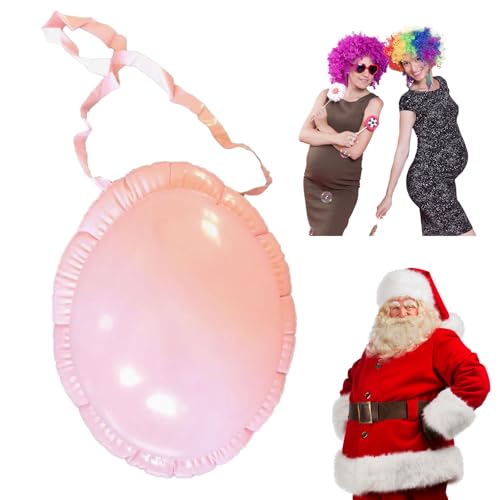 UILYNIU 2 Stück Aufblasbarer Bauch Weihnachtsmann, Schwangerschaftsbauch mit EinemBefestigungs Band, Buckliger Bierbauch für Kostüm Halloween Karneval Weihnachten Cosplay Party (Rosa) von UILYNIU