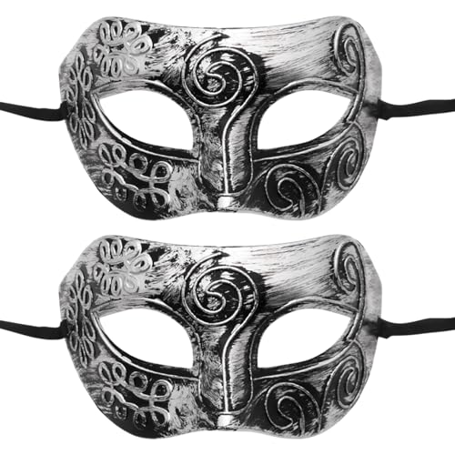 UILYNIU 2 Stück Maskerade Maske für Herren (Silber) von UILYNIU