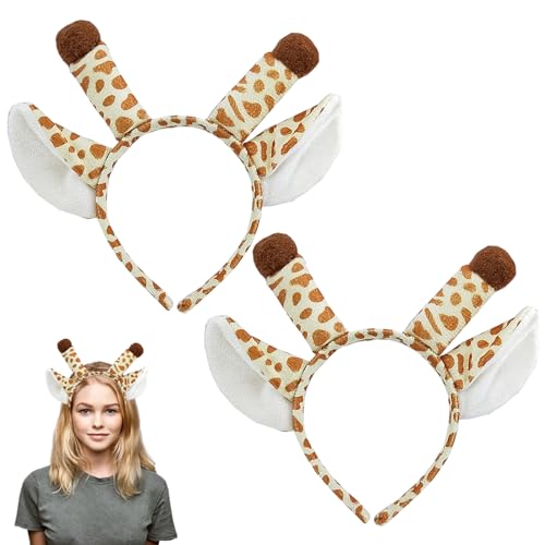 UILYNIU 2Pcs Giraffe Haarreif,Giraffenhörne,Haarschmuck,Giraffenohren, Haarreifen,Perfekt für Erwachsene & Kinder sowie unvergessliche Momente an Fasching Halloween Partyanlässen (2Pcs) von UILYNIU