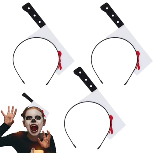 UILYNIU 3 Stück Halloween Haarreif Messer im Kopf Halloween Stirnband Erwachsene Kinder Halloween Kostüm Horror Kostüm Accessoire Halloween Messer Haarreif Horror Haarschmuck für Halloween (3 Stück) von UILYNIU