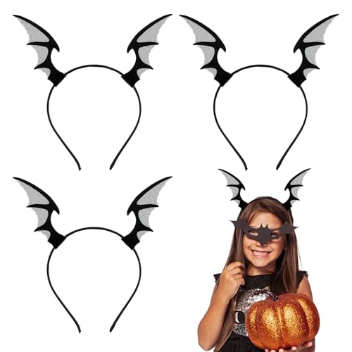 UILYNIU 3 Stück Halloween Haarreif für Damen Mädchen Fledermaus Stirnbänder Fledermaus Kostüm Halloween Stirnband Halloween Kostüm Zubehör Dämonen Stirnband für Halloween Party (3 Stück) von UILYNIU