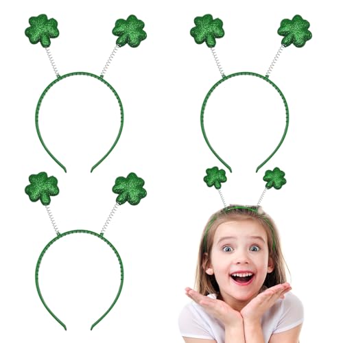 UILYNIU 3 Stück St. Patrick Kleeblatt Kopfbopper Grün Kleeblatt Stirnband Lustiger Hut Kleeblatt Diademe Grün Stirnband Patrick Kostüm Zubehör für Erwachsene Kinder St. Patrick's Day Irische Geschenke von UILYNIU