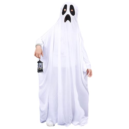 UILYNIU Geister Weiß Umhang Halloween-Kostüm für Kinder Jungen Mädchen Gruseliges Süßes oder Saures Halloween Kostüm Weiß Party Cosplay Karneval Maskerade Weihnachten (Weiß) von UILYNIU