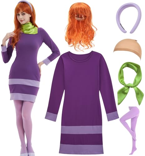 UIMLK Damen Lila Minikleid Halloween Kostüme Outfits, Violett, L von UIMLK