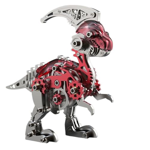 3D-Metallpuzzle für Erwachsene, Metallmodelle zum Bauen, Stahlmodelle, 3D-Metallmodellbausätze, Stahl Heimdekoration Kunsthandwerk Geschenke Spielzeug für Erwachsene (Parasaurolophus Red) von UINOFER