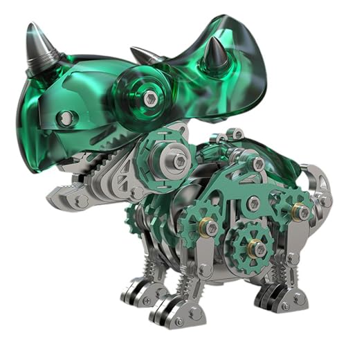 3D-Metallpuzzle für Erwachsene, Metallmodelle zum Bauen, Stahlmodelle, 3D-Metallmodellbausätze, Stahl Heimdekoration Kunsthandwerk Geschenke Spielzeug für Erwachsene (Triceratops Green) von UINOFER