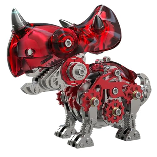 3D-Metallpuzzle für Erwachsene, Metallmodelle zum Bauen, Stahlmodelle, 3D-Metallmodellbausätze, Stahl Heimdekoration Kunsthandwerk Geschenke Spielzeug für Erwachsene (Triceratops Red) von UINOFER