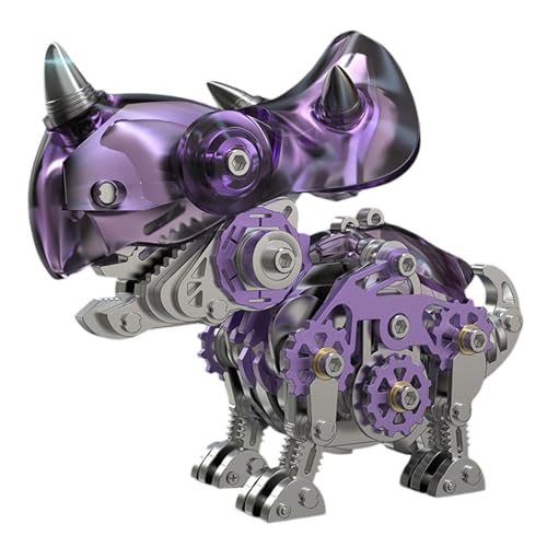 3D-Metallpuzzle für Erwachsene, Metallmodelle zum Bauen, Stahlmodelle, 3D-Metallmodellbausätze, Stahl Heimdekoration Kunsthandwerk Geschenke Spielzeug für Erwachsene (Triceratops Violet) von UINOFER