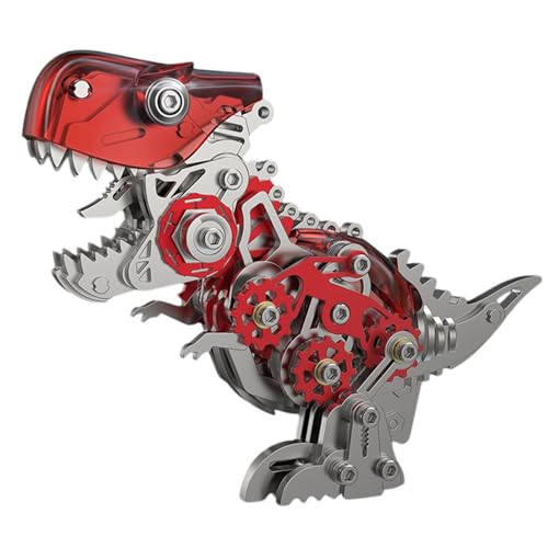 3D-Metallpuzzle für Erwachsene, Metallmodelle zum Bauen, Stahlmodelle, 3D-Metallmodellbausätze, Stahl Heimdekoration Kunsthandwerk Geschenke Spielzeug für Erwachsene (Tyrannosaurus rex Red) von UINOFER