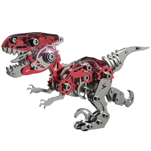 3D-Metallpuzzle für Erwachsene, Metallmodelle zum Bauen, Stahlmodelle, 3D-Metallmodellbausätze, Stahl Heimdekoration Kunsthandwerk Geschenke Spielzeug für Erwachsene (Velociraptor Red) von UINOFER