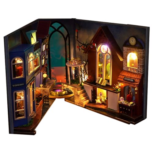 UINOFER DIY Miniatur Haus, Miniatur-Bausatz zum Selberbauen mit Einzelteilen, Miniatur Haus DIY Schneiderei Fachwerkhaus mit Dachgauben, Öffnungsfähige Modelle Erwachsene Kinder - Magic Spell von UINOFER