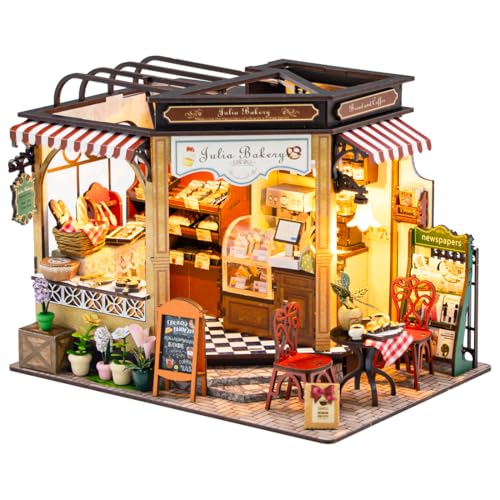 DIY Miniatur Bausatz, Miniatur-Bausatz zum Selberbauen mit Möbeln, Modellhäuser zum Bauen, Bausatz für EIN Kleines Haus, Puppenhaus Bausätze für Erwachsene, Kinder (Bakery) von UINOFER