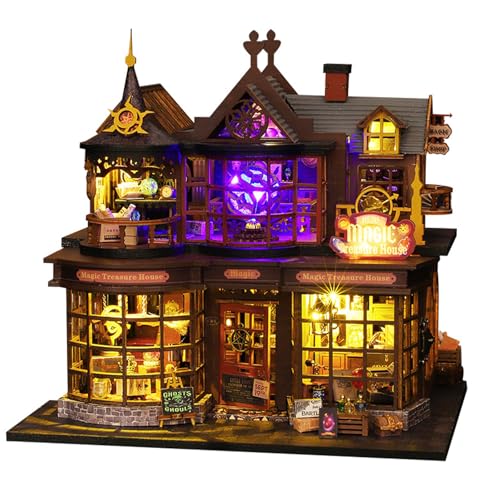 UINOFER DIY Miniatur Bausatz, Miniatur-Bausatz zum Selberbauen mit Möbeln, Modellhäuser zum Bauen, Bausatz für EIN Kleines Haus, Puppenhaus Bausätze für Erwachsene, Kinder (Magic Treasure) von UINOFER