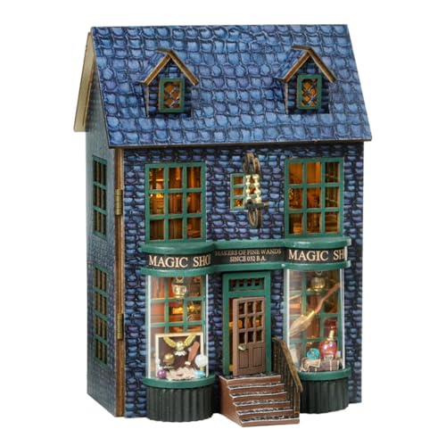 UINOFER DIY Miniatur Bausatz, Miniatur-Bausatz zum Selberbauen mit Möbeln, Modellhäuser zum Bauen, Bausatz für EIN Kleines Haus, Puppenhaus Bausätze für Erwachsene, Kinder - Magic Shop von UINOFER