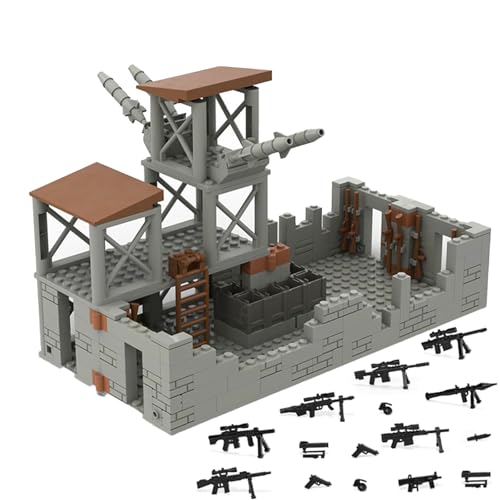 Militär Szene Baustein Set, DIY Militärbasen Architektur Modell, WW2 Militärische Wachsames Haus Architektur, Kompatibel mit Lego Minifiguren von UINOFER