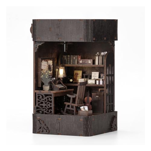 UINOFER Book Nook Bausatz, DIY Miniatur Haus mit Möbeln und LED, Miniatur Bausatz, Puppenhäuser Book Nook DIY Kit, Bausatz für EIN Kleines Haus, 3D Diorama für Erwachsene (Detective Agency A) von UINOFER