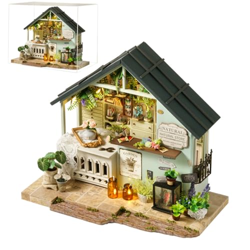 UINOFER DIY Gewächshaus Holz, Miniatur Garten Haus Selber Bauen mit Möbeln, Kreatives Bausatz Erwachsene, Modellbausatz für Erwachsene und Kinder (Plants Studio) von UINOFER