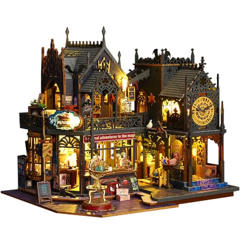 UINOFER DIY Miniatur Bausatz, Miniatur-Bausatz zum Selberbauen mit Möbeln, Modellhäuser zum Bauen, Bausatz für EIN Kleines Haus, Puppenhaus Bausätze für Erwachsene, Kinder (City Magic) von UINOFER