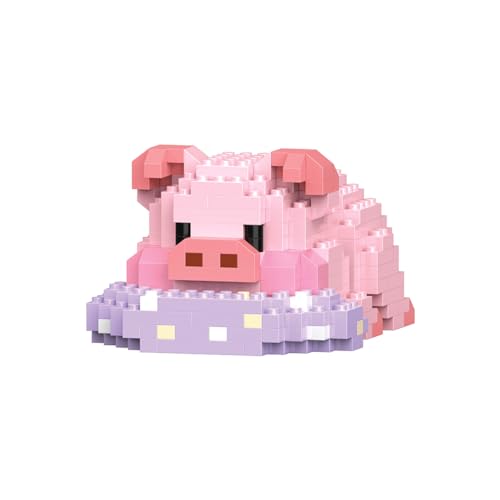 UINOFER Schwein Bausteine Spielzeug Bricks, Tier Bauen Bauklötze Deko, Schwein Tiere Figuren für Kinder, Jungen und Mädchen ab 6 Jahren, Erwachsene (Lounging 296 Pcs, D) von UINOFER