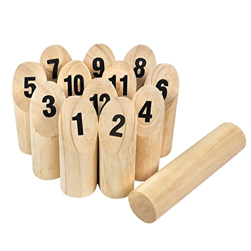 UISEBRT Wurfspiel mit Zahlen Wikingerspiel für Draußen Holz-Kegel Spielzeug aus Finnland Lustiges Holzwurfspiel Garten für Kinder und Erwachsene von UISEBRT