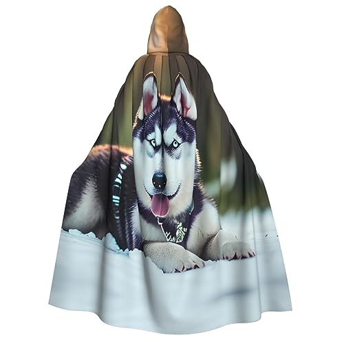 UJKAM Husky Erwachsener Hund Halloween Mantel mit Kapuze Erwachsene Dekoration Party Mantel Halloween Cosplay Kostüm von UJKAM