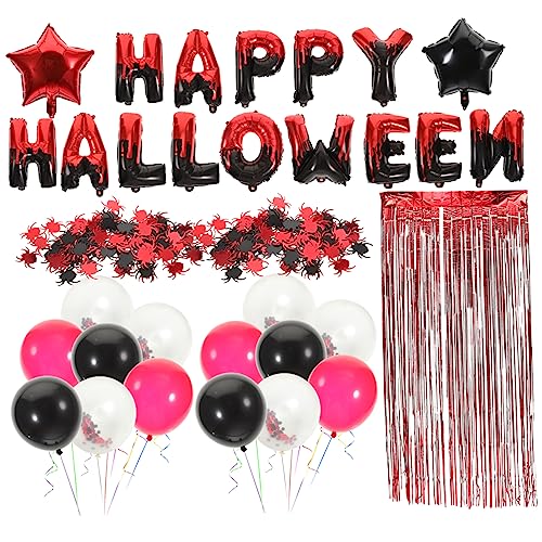 UKCOCO 1 Set Ballon Regenvorhang Set Spinne Halloween Party Layout Requisiten Halloween Ballonbogen Girlanden Set Vollgesichts Halloween Sternballons Hängende Lichter Aufblasbare von UKCOCO