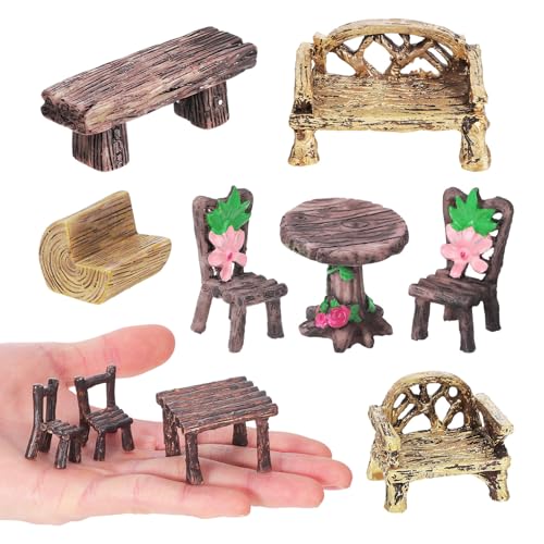 UKCOCO 10 Stück Miniatur-gartenmöbel-Ornamente, Winzige Tische Und Stühle, Mikro-landschaftsdekoration für Die Inneneinrichtung, Harzfiguren UKCOCO 10 Stück Miniatur-gartenmöbel-Ornamente, Winzige Tische Und Stühle, Mikro-landschaftsdekoration für Die Inneneinrichtung, Harzfiguren von UKCOCO