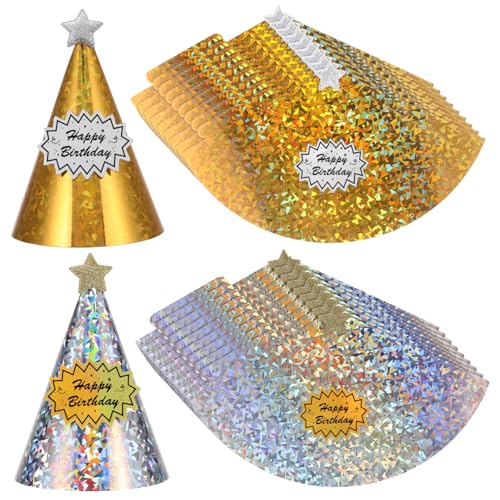 UKCOCO 20 Stück Teilig Kindergeburtstag Partyhüte aus Papier Gold und Silber Verstellbar Sicher und Langlebig Festliche Kopfbedeckung für Geburtstagsfeier und Partyspaß UKCOCO 20 Stück Teilig Kindergeburtstag Partyhüte aus Papier Gold und Silber Verstellbar Sicher und Langlebig Festliche Kopfbedeckung für Geburtstagsfeier und Partyspaß von UKCOCO