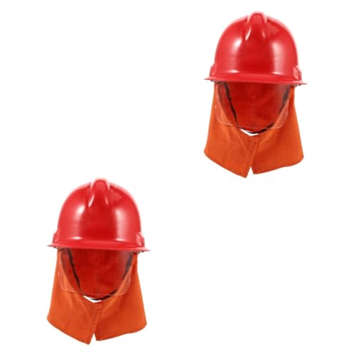 UKCOCO 2st Feuerwehrhelm Bauhut Feuerwehrmannhut Feuerwehrmann-harthelm Helm Des Feuerwehrchefs Stellen Sie Sich Einen Häuptlingshut Feuerwehrkostüm Cosplay-partyhüte Stoff Rot von UKCOCO