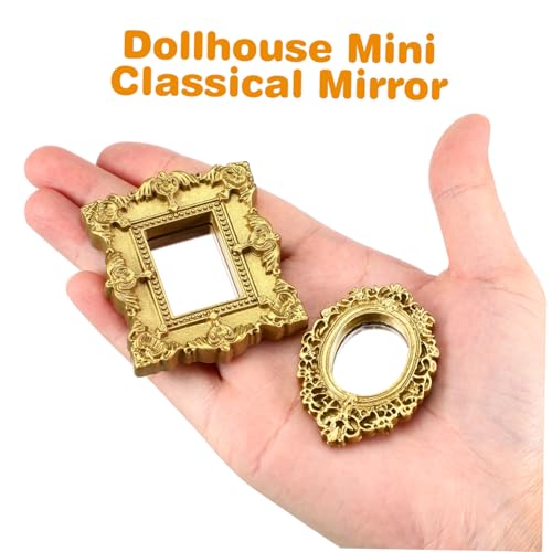 UKCOCO 3 Stück Teiliges Miniatur Klassischer Spiegel Goldfarbene Ovale Quadratische und Verzierte Spiegel mit Kristallbesatz Robustes Puppenhaus für Garten und Miniaturhausgestaltung UKCOCO 3 Stück Teiliges Miniatur Klassischer Spiegel Goldfarbene Ovale Quadratische und Verzierte Spiegel mit Kristallbesatz Robustes Puppenhaus für Garten und Miniaturhausgestaltung von UKCOCO