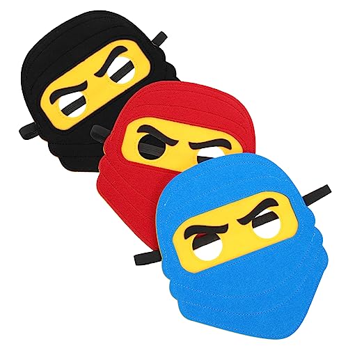 UKCOCO 3 Stück Teiliges Ninja Filzmasken für Elastischem Band Kindgerechte Halloween und Party Masken in Rot Blau Schwarz Langlebig und Bequem für Fasching und Cosplay UKCOCO 3 Stück Teiliges Ninja Filzmasken für Elastischem Band Kindgerechte Halloween und Party Masken in Rot Blau Schwarz Langlebig und Bequem für Fasching und Cosplay von UKCOCO