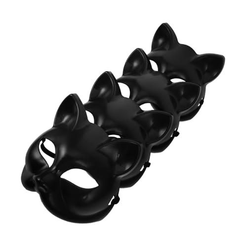 UKCOCO 4 Stück Teiliges Schwarze Katzenmasken aus Kunststoff Bequemer Sitz DIY Bemalbare Masken für Karneval Halloween Kostüm Party und Maskenball UKCOCO 4 Stück Teiliges Schwarze Katzenmasken aus Kunststoff Bequemer Sitz DIY Bemalbare Masken für Karneval Halloween Kostüm Party und Maskenball von UKCOCO