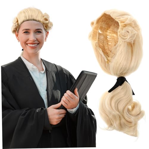 UKCOCO Founding Father Perücke Herren Hochwertige Synthetische Spiel Kopfbedeckung Verstellbare Realistische Richter Kostüm Zubehör für Karneval und Party UKCOCO Founding Father Perücke Herren Hochwertige Synthetische Spiel Kopfbedeckung Verstellbare Realistische Richter Kostüm Zubehör für Karneval und Party von UKCOCO