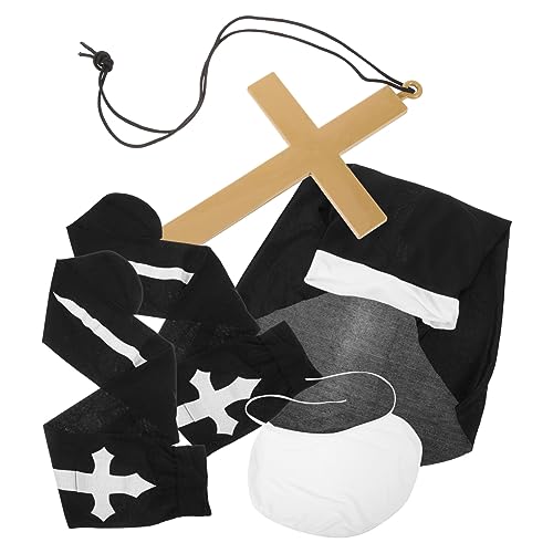 UKCOCO Halloween Nonnenkostüm Damen mit Kopftuch Kragen Kreuzanhänger Over The Knee Socken Leichtes Cosplay für Party Bühne Foto Fasching Langlebiges Polyester Baumwollmaterial UKCOCO Halloween Nonnenkostüm Damen mit Kopftuch Kragen Kreuzanhänger Over The Knee Socken Leichtes Cosplay für Party Bühne Foto Fasching Langlebiges Polyester Baumwollmaterial von UKCOCO