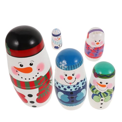 UKCOCO Handgefertigte Schichtige Schneemann Matryoshka Puppen aus Holz Russische Nesting Dolls Winterliche Weihnachtsdeko Kindgerechtes Lernspielzeug und Einzigartiges UKCOCO Handgefertigte Schichtige Schneemann Matryoshka Puppen aus Holz Russische Nesting Dolls Winterliche Weihnachtsdeko Kindgerechtes Lernspielzeug und Einzigartiges von UKCOCO